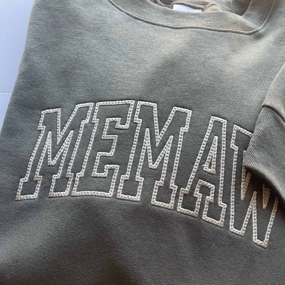 Olive Green Gildan Crewneck Sweatshirt Embroidery Personalized with Memaw